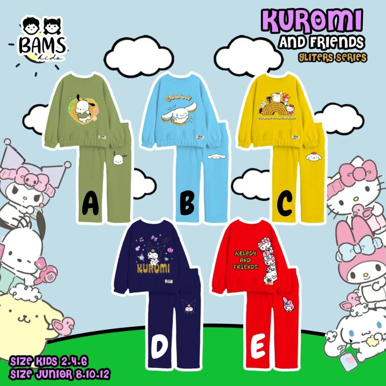 Kuromi Friends Piyama Glitter Bamskids